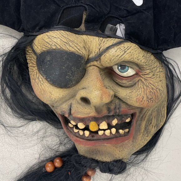 Halloween Mask Zombie Pirate NEW Pull Over Skull Cross Bone See Through Hat - Picture 2 of 3